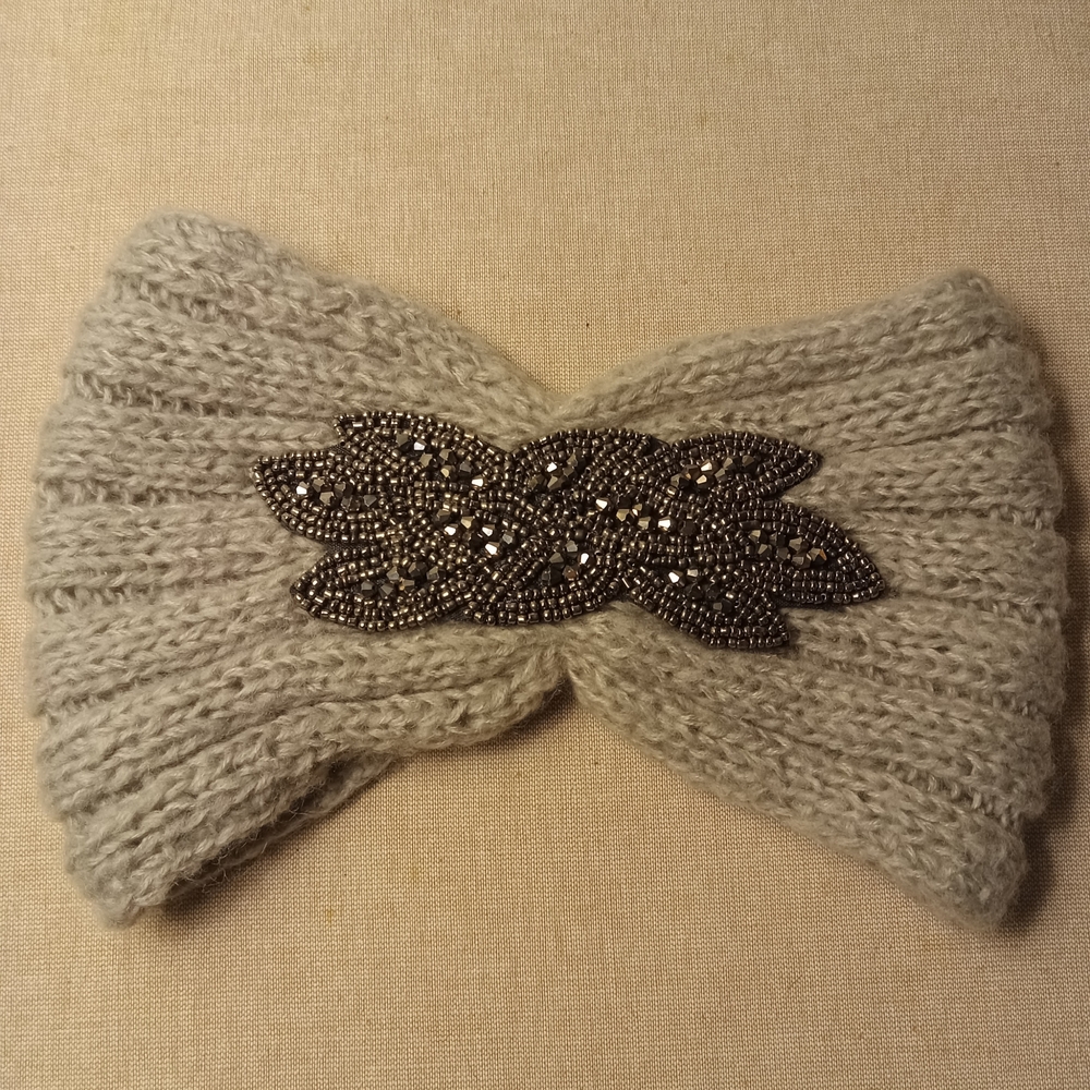 Candies Gray Knit Headband with Jewel Accent